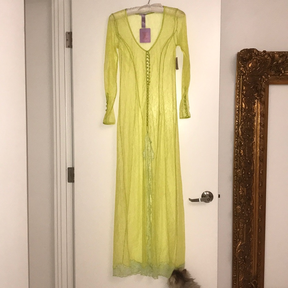 savage x fenty neon yellow lace dress